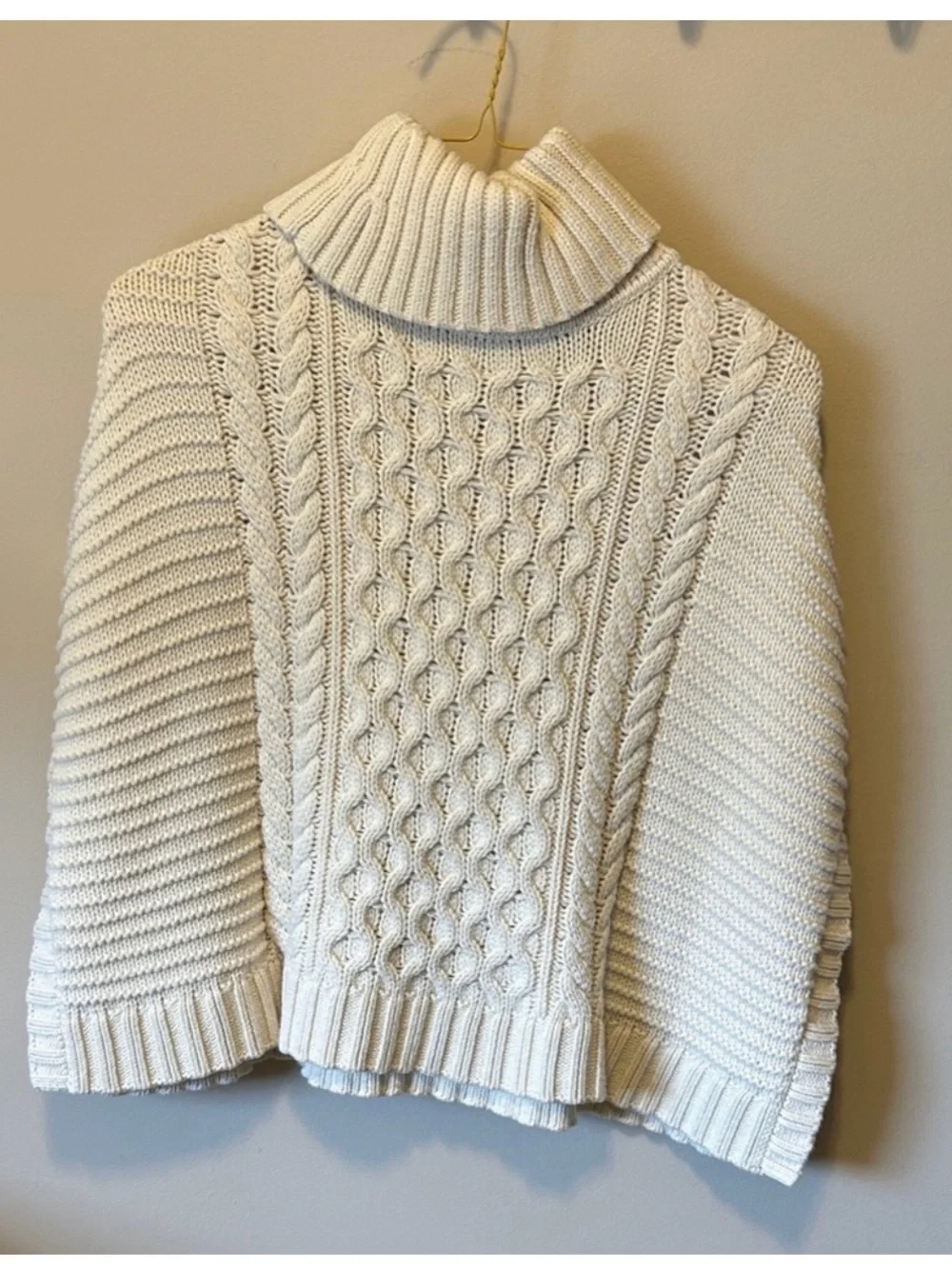 Girls Cream Cable-Knit Turtleneck Sweater